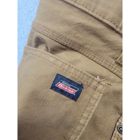 Dickies Carpenter Pants Mens 34x34 (36x33) Brown Canvas Stretch Work Distressed - Picture 12 of 16